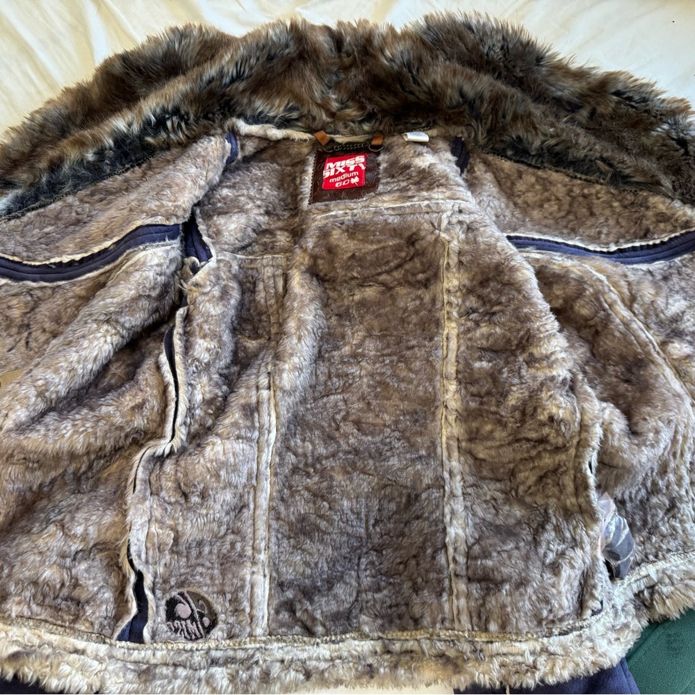 NWT Miss Sixty Purple Sherpa Faux Suede and Fur Collar Coat Size M - Picture 6 of 6